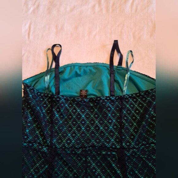 Lane Bryant women's size 18 overlay dress black and teal, VGUC - Picture 5 of 10